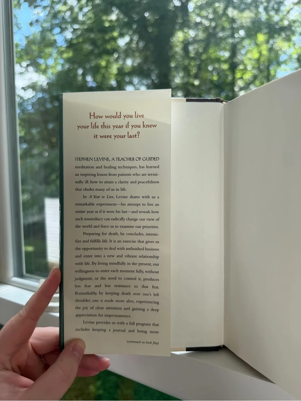 'A Year to Live' by Stephen Levine - Hardcover book